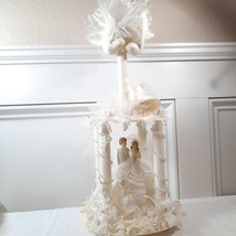 Vintage COAST NOVELTY Wedding Cake Topper 2 tier bride groom dove plastic 1965 - £46.10 GBP