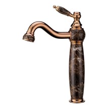 New Jade stone Coffee single hole rose gold Bathroom Sink Faucet Vessel tall Tap - £150.35 GBP