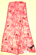 Coach 100% Silk Long Scarf Pink with Coach Signature and Ladybugs Print - £40.19 GBP