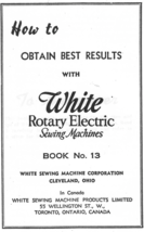 White Rotary Electric Sewing Machine book for better results Hard Copy - $12.99