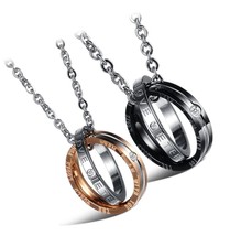His Hers Matching Set Necklace For Couples Titanium - £46.98 GBP