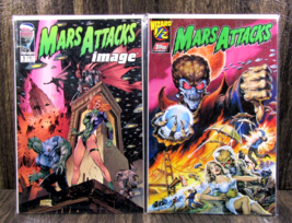 2 VTG 1996 Mars Attacks Comics Wizard 1/2 Topps w/COA Image Earl Norem K... - $14.80