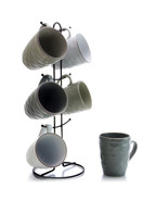 Elama Tahitian Waves 6-Piece 12 oz. Mug Set with Stand, Assorted Colors - $59.43 CAD