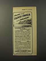1953 Canada Steamship Lines Ad - Cruise through French Canada and the Saguenay - £14.53 GBP