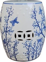 Garden Stool Butterfly Plum Blue Colors May Vary White Variable Porcelain - £413.91 GBP