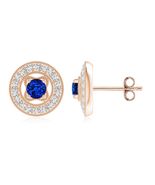 ANGARA 0.8 Ct Vintage Style Prong-Set Sapphire and Diamond Studs in 14K ... - $3,077.10