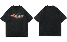 GONTHWID  Tees Shirts Fire Flame Eye Print Short Sleeve Tshirts Streetwear Hip H - £113.04 GBP