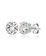 Authentic Crislu Solitaire Stud Earrings, Platinum Plated Silver  - 6 ct. - £45.78 GBP
