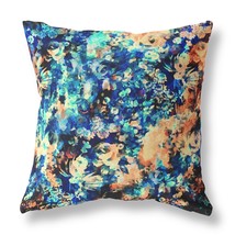 16&quot; Orange Blue Springtime Indoor Outdoor Throw Pillow - £41.21 GBP