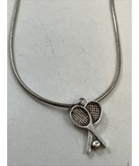 Sterling Silver Pickleball Tennis Racquetball Pendant On 925 16” Snake C... - $453.86 MXN