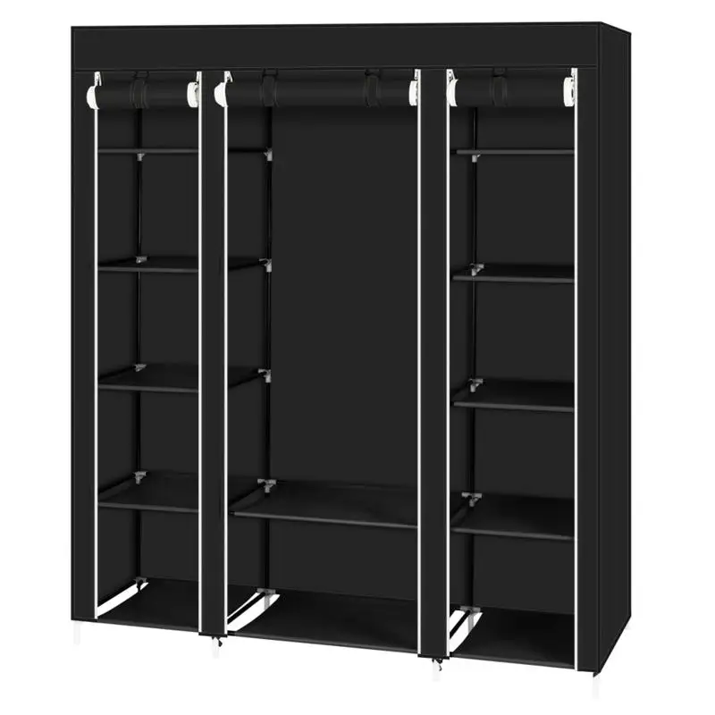 Foldable Wardrobe Rental Room Bedroom Clothes Closet Double Rod Clothes ... - $117.55+