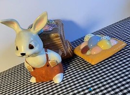 Vintage Bunny pulling wagon ceramic figure - £10.91 GBP