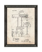 Fluorescent Desk Lamp Patent Print Old Look with Black Wood Frame - £19.94 GBP+