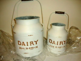 Dairy Pails in distressed white metal -2 image 2
