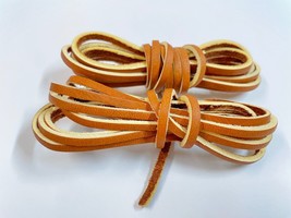 ONE PAIR- 72&quot; ALUM tanned Strong Latigo Leather Shoelaces Strings Boot L... - £8.45 GBP