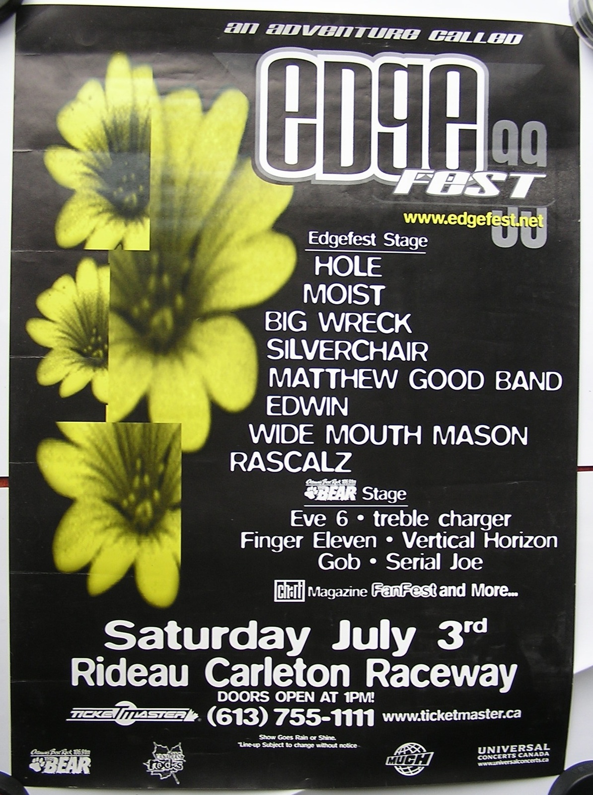 EDGEFEST 1999  POSTER OTTAWA 23*17 INCH HOLE MOIST BIG WRECK SILVERCHAIR... - $69.50