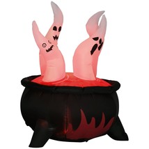 Outsunny 4ft Halloween Inflatables Outdoor Decrations White Ghosts in Red Cauldr - £30.84 GBP