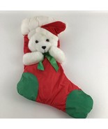 Christmas Holiday Stocking 18&quot; Plush Teddy Bear Nylon Parachute Vintage ... - $45.96 CAD