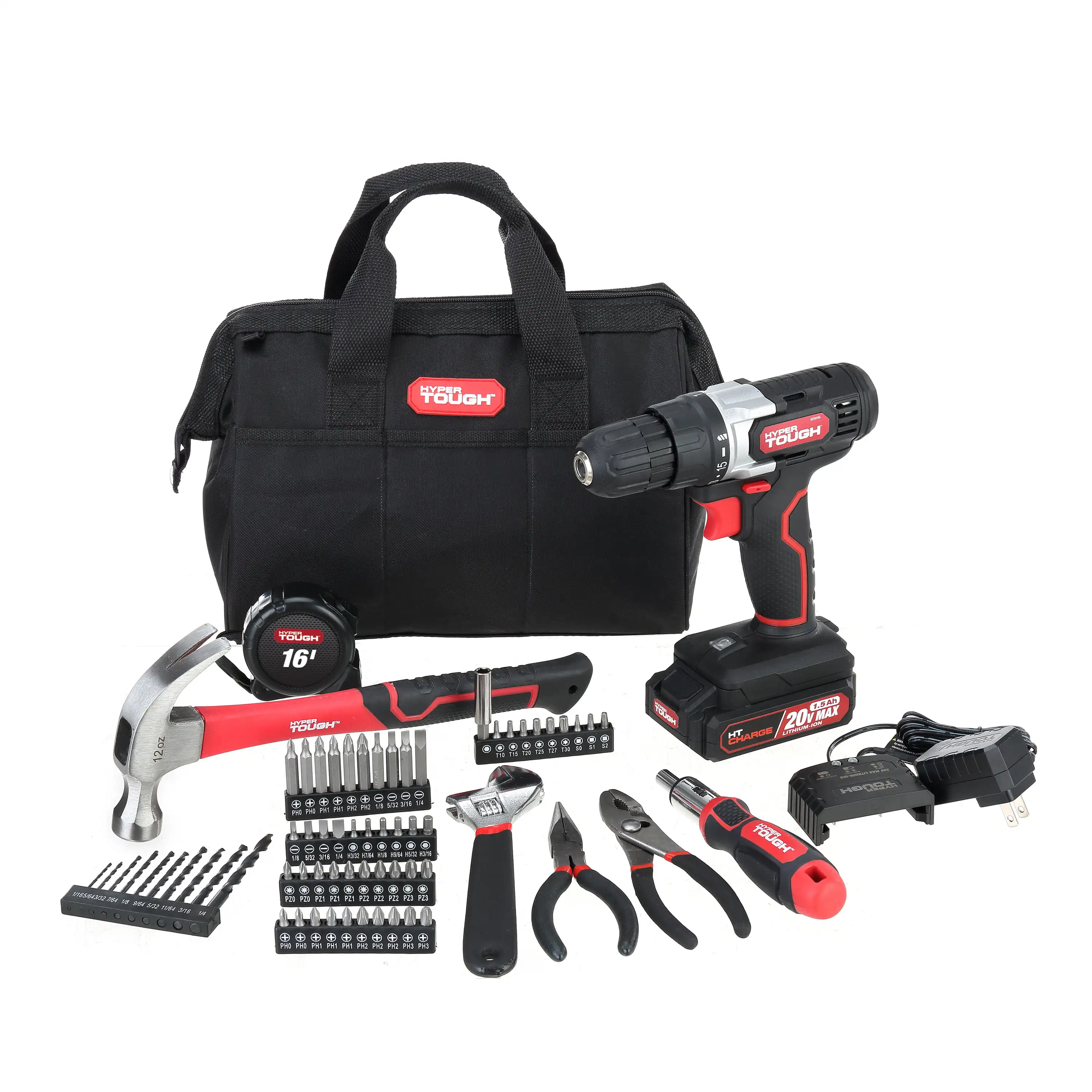 20V Max Lithium-Ion 3/8 inch Cordless Drill, 70-Piece Home Tool Set, 1.5Ah Lithi - £94.52 GBP