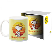 Peanuts Beagle Scouts Happy Camper Retro Gradient 11oz Ceramic Mug Yellow - £15.71 GBP