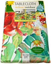 Bardwil Indoor Outdoor Tablecloth Amazon Leaves Green Coral Repels 60&quot; x... - $27.72