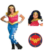 Girls Wonder Woman DC Comics 7 Pc Jumpsuit Wig Shield Halloween Costume-... - £27.40 GBP