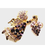 Lavender Purple Rhinestone Angel Grape Pin Gold Tone Dangle Charm Faith ... - €17,35 EUR