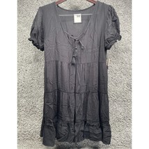 Women&#39;s So Goods For Life Tassel Smock Tiered Dress Black Medium Ruffled Sleeve - $23.67