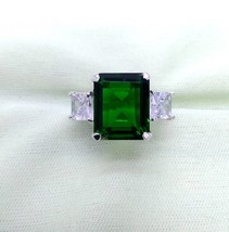 Victoria Emerald Ring Sterling Silver Unique Engagement Ring For Women Vintage P - $70.55