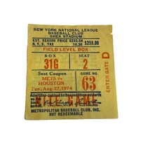 Astros vs Mets Ticket Stub 8/27/1974 Shea McGraw Win Ayala HR in 1st MLB AB - £19.32 GBP