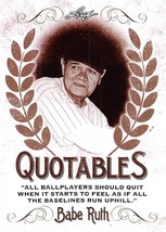 2016 Leaf Babe Ruth Quotables #Q05 Babe Ruth Sultan Of Swat New York Yankees - £0.69 GBP