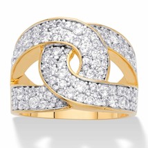 PalmBeach Jewelry 1.79 TCW Gold-Plated Round Cubic Zirconia Double C Looped Ring - $21.82