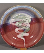 Studio Art Pottery Shallow Plate Three Tone Tornado Glaze 8&quot; x 1.5&quot; Signed - £31.49 GBP