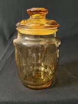 L E Smith Vintage Amber Glass Canister Apothecary Jars with Lid - £9.39 GBP