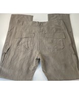 Womens Silk Linen Cargo Pants Gold Hawk Pockets Roll Tab Boho Coastal Go... - $507.86 MXN