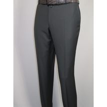 Men's MONO Turkey Slacks 100% Wool Plain Front Regular Fit 2501-06 Charcoal Gray image 9