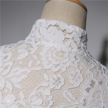 Ivory White Retro Style Lace Shirt Wedding Bridal Custom Plus Size Crop Lace Top image 4