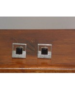 Pre-Owned Vintage Men’s Square Silver &amp; Onyx Fashion Cuff Links - £10.90 GBP
