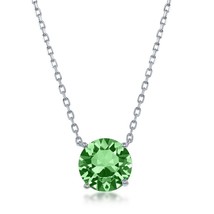 Sterling Silver 8MM Peridot &quot;August&quot; Austrian Element Necklace - $27.55