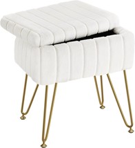 Greenstell Vanity Stool Chair Faux Fur With Storage, 15.7&quot;L X, Bedroom White - $51.99