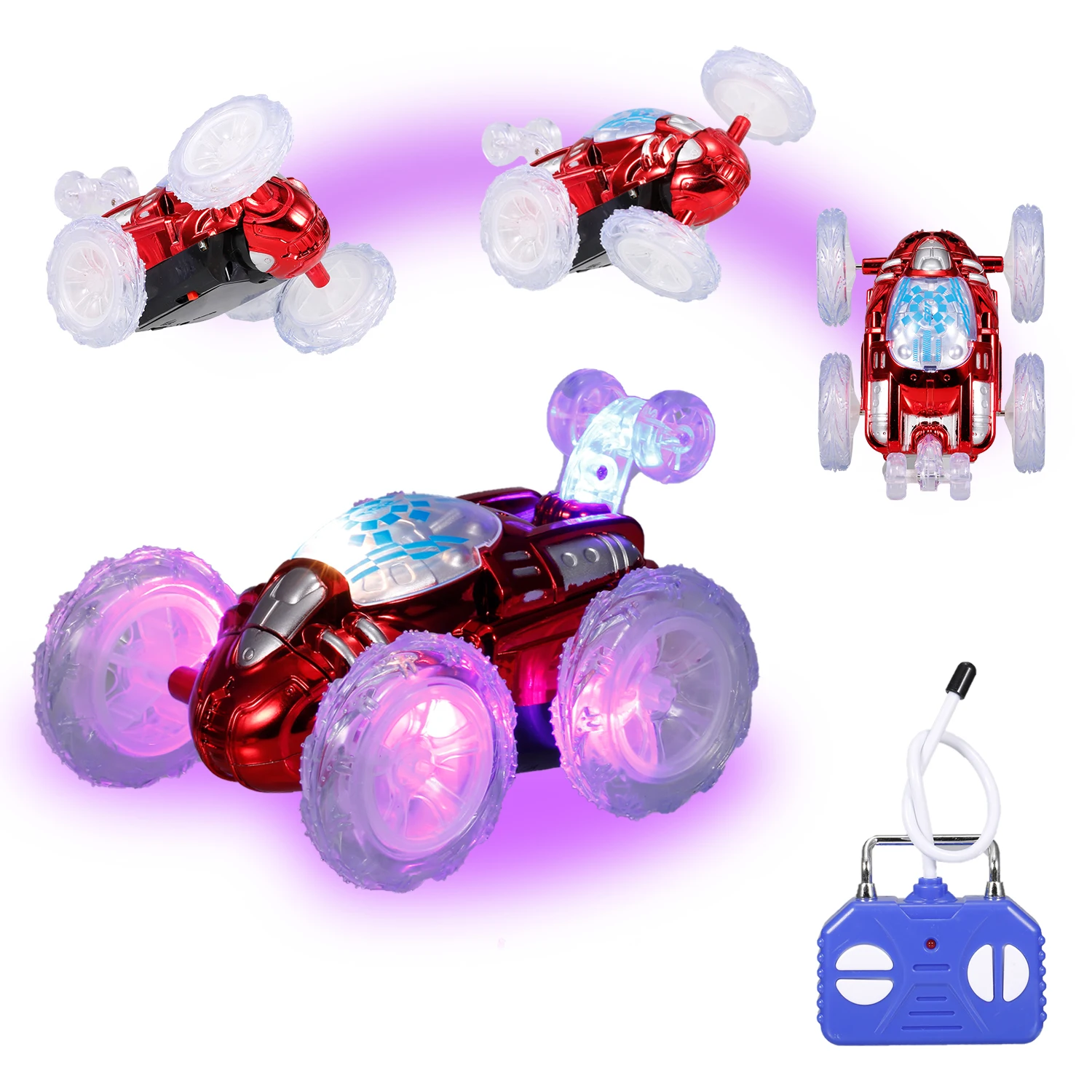 Remote Control Stunt Car RC Car Toy with Flashing LED Lights 360° Tumbling for - £14.47 GBP