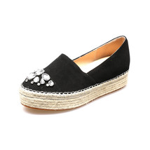 MEZEREON Spring Woman Espadrilles Genuine Leather Platform Shoes Woman Slip On P - £96.20 GBP