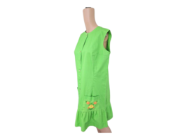 60s Green House Dress Vintage Cotton Sleeveless L - $24.00