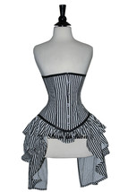 Black &amp; White New Beautiful Steampunk  Satin Fairy Corset in XS to 7XL s... - £62.92 GBP