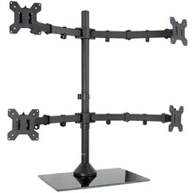 VIVO Black Adjustable Quad Monitor Desk Stand Mount, Free Standing Heavy Duty Gl - £99.34 GBP