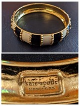 Kate Spade NY New York Harbor Lights Stripe Black Ivory Gold Bangle Bracelet - $30.84