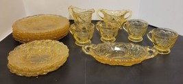 Vintage Indiana Glass Tiara Sweet Pear Yellow Mist - Lot of 16 - £44.35 GBP