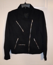 Woman&#39;s Black Faux Suede Zip-Front Jacket - 2 Faux and 2 Hip Pockets - Size: M - £13.10 GBP