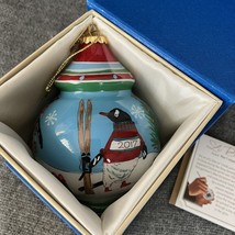Pier 1 One Imports Li Bien 2017 Penguins Skis Sled Christmas Ornament - £19.56 GBP