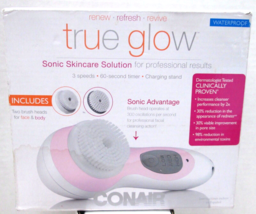 Conair Pink True Glow Sonic Facial Brush Kit  Rechargeable 2 Brush Heads - £17.92 GBP